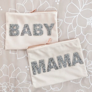 Baby Essential Pouch Diaper Bag Organizer Mama Baby Bag Cosmetic Bag Mom Pouch Baby Shower Gift New Mom New Baby Gift Ideas (EB3456SQP-NAT)