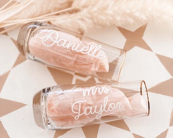 Bridesmaid Glasses Personalized Bridesmaid Flutes Custom Bridesmaid Gift (EB3210RD)