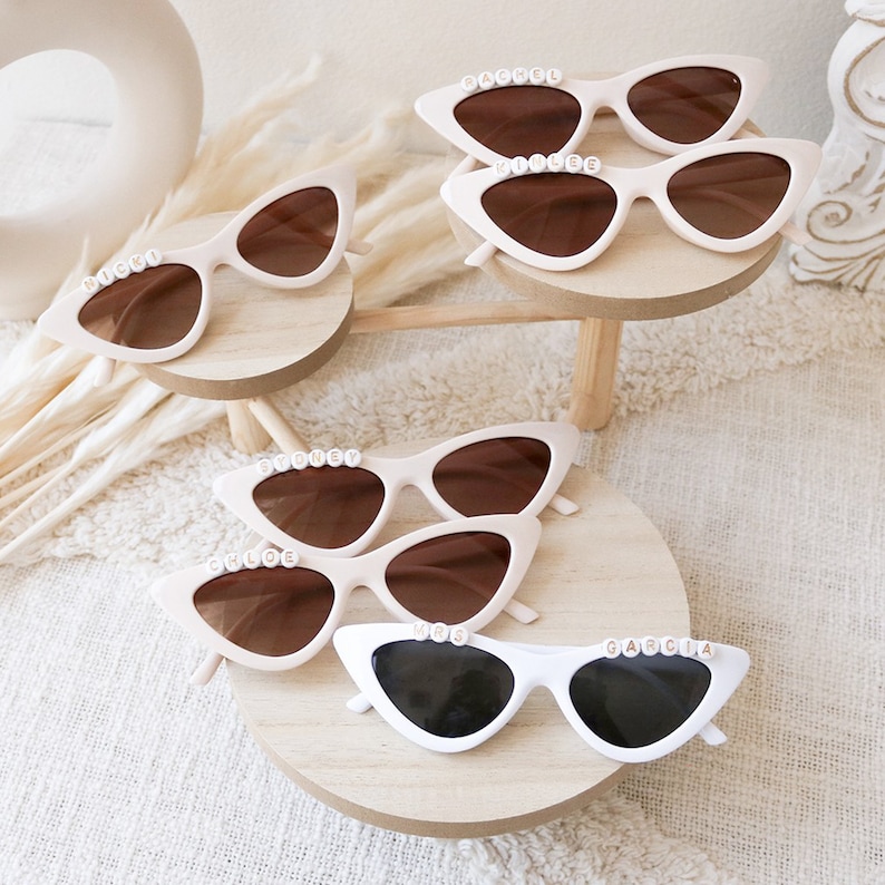 Personalized Cat Eye Sunglasses Custom Bride Sunglasses Bachelorette Party Sunglasses Bride Honeymoon Bridal Shower Gift EB3486P image 4