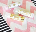 Pink and Gold Party Favors - 1st Birthday Party Favors - Little Girls First Birthday Personalized Birthday Lip Balm (EB3031FY) set of 16|