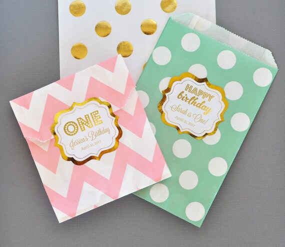 1st birthday favor bags first birthday party favor bags mint etsy