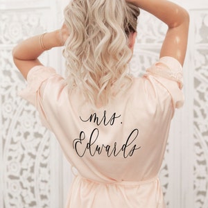 Bridesmaid Robes Personalized Bridesmaid Robes with Names Satin Lace Bridal Robes Bridal Party Robes Custom Name Robes EB3260P image 5