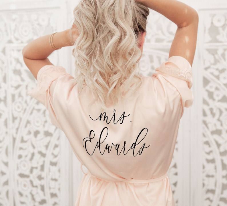 Bridesmaid Robes Personalized Bridesmaid Robes with Names Satin Lace Bridal Robes Bridal Party Robes Custom Name Robes EB3260P image 5