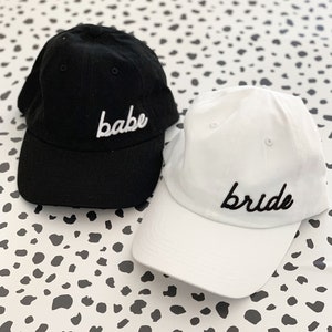 Bride & Babe Hat - Bride Baseball Hat - Bachelorette Baseball Caps - Bride to Be Cap - Bride Cap Bride Hat Babe Hat Babe Cap (EB3373EMB)