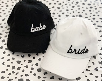 Bride & Babe Hat - Bride Baseball Hat - Bachelorette Baseball Caps - Bride to Be Cap - Bride Cap Bride Hat Babe Hat Babe Cap (EB3373EMB)