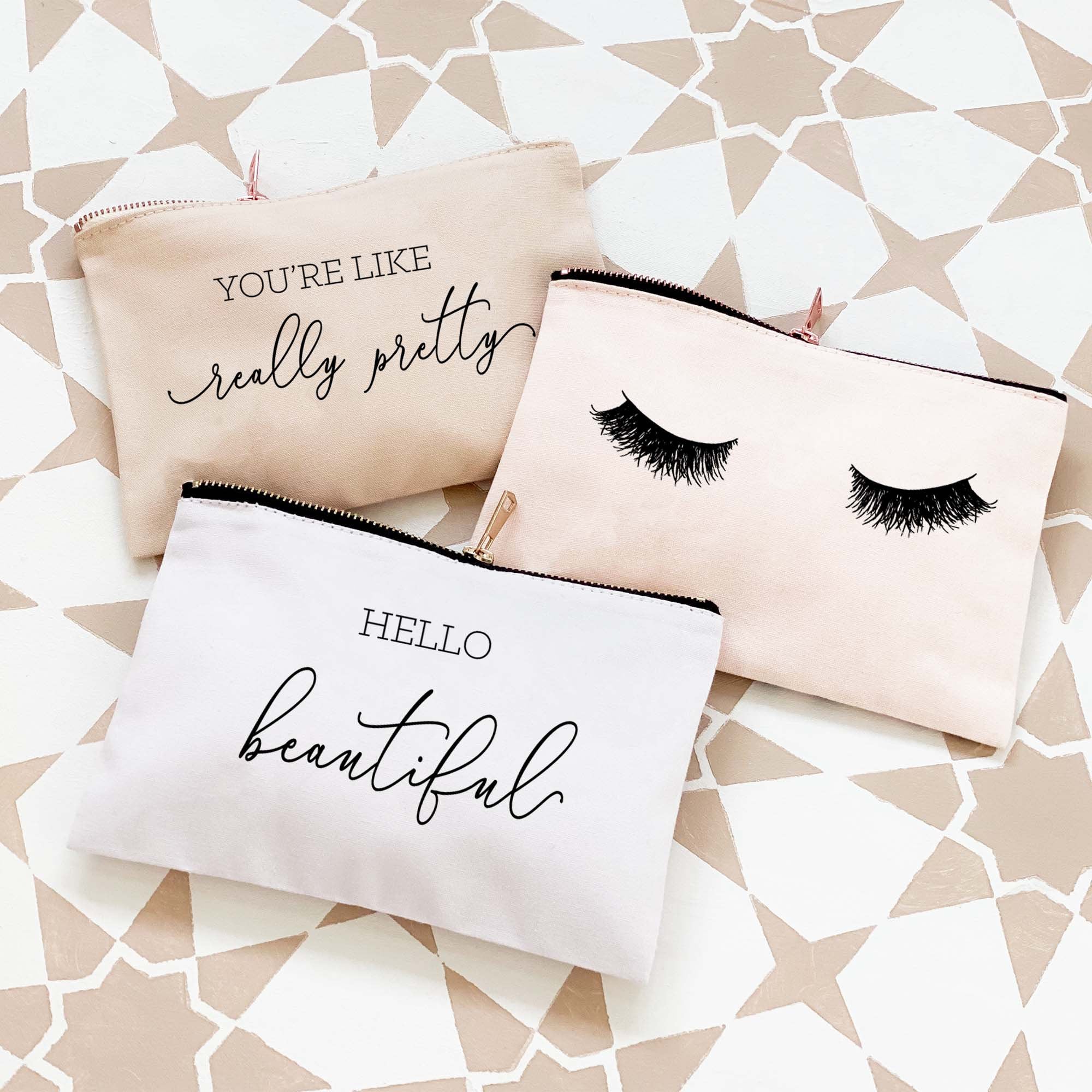 Bridesmaid Makeup Bags Cute Make up Bags Hello Beautiful Makeup