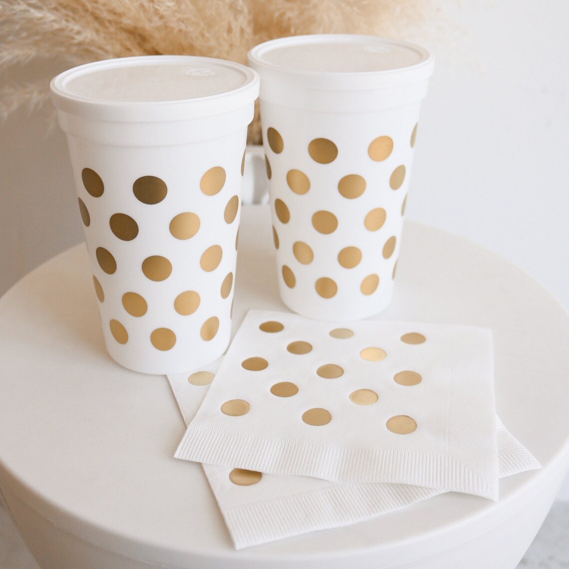 Polka Dot Party Cups Kids Favor Cups Pink and Gold Party - Etsy