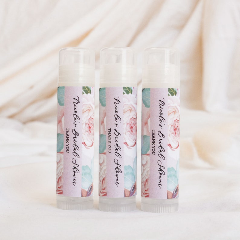 Personalized Wedding Favors Unique Personalized Bridal Shower Favors Floral Lip Balm Favors Wedding Chapstick EB3031SUC 16 pcs image 2