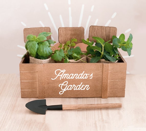 Flower market Garden Herb flower planter display window box personalised gift decorative shabbychic wooden box