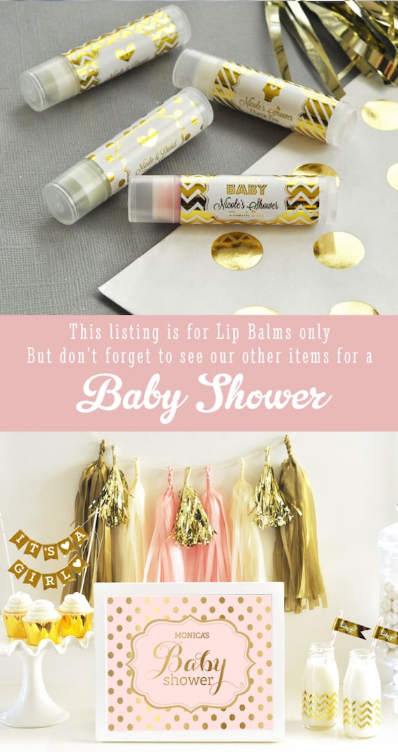 pink and gold baby shower favors