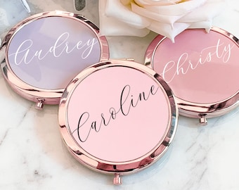 Bachelorette Party Favors -  Bachelorette Party Gifts - Bridesmaid Gifts - Mirror Compact Favors - Personalized Gifts for Women (EB3166AD)