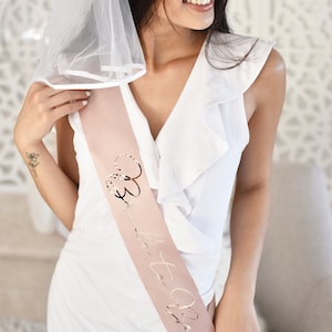 Bride Sash Rose Gold Silver you choose Custom Bride Sash Future Mrs Sash for Bride to Be Gift Bridal Shower Sash EB3172CT image 5