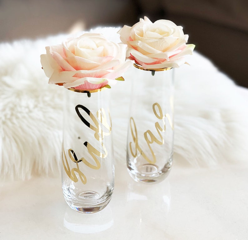 Personalized Bridesmaid Gift Pink Glasses Mint Glasses Gold Rim Glasses Bridesmaid Champagne Flutes Personalized Wine Glasses EB3210 image 5