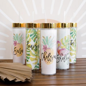 Tropical Tumbler Tropical Bridesmaid Gift Ideas Tropical Bachelorette Tumblers Beach Bridesmaid Gifts Tropical Water Bottle EB3113TPB image 2