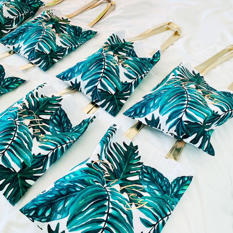 Palm Leaf Tote Bags Personalized Tote Bag Tropical Tote Bag Etsy