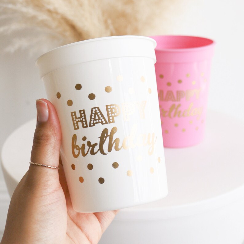Happy Birthday Cups Birthday Party Decorations Birthday Cups Etsy