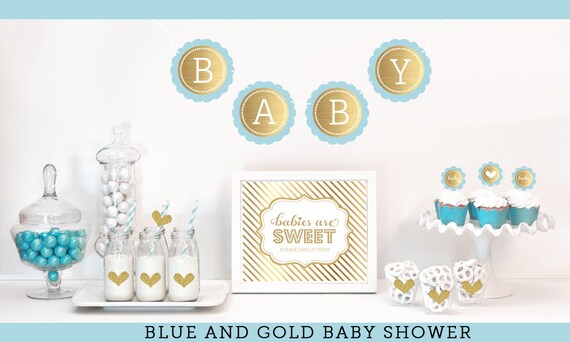 Blue And Gold Baby Shower Decor Boy Baby Shower Ideas Gold Etsy Blue And Gold Baby Shower Decor Boy Baby Shower Ideas Gold Etsy