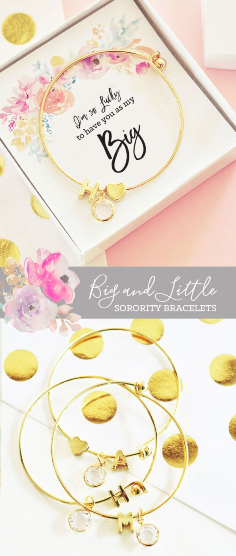Melix Home Sorority Gifts For Women Paraphernalia Sorority Bracelet Pink And Green Jewelry Greek Crystal Charm
