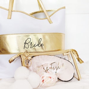 Monogram Makeup Bags Bridesmaid MakeUp Bags Personalized Cosmetic Bag Monogram Bridesmaid Gift Ideas EB3167 Gold Cosmetic Bags image 9