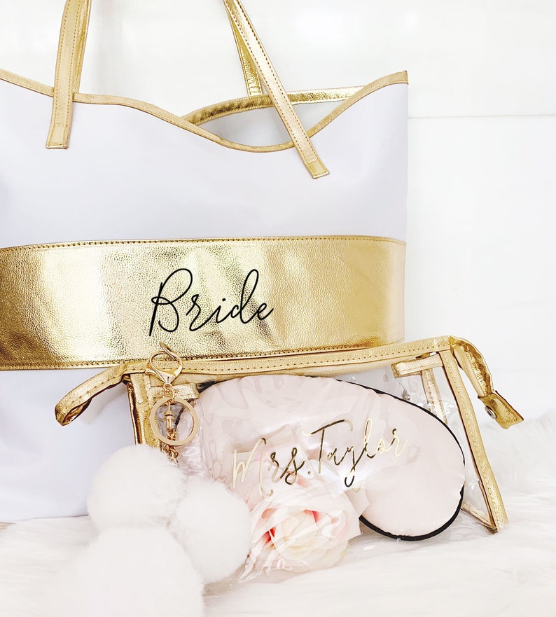 Monogram Makeup Bags Bridesmaid MakeUp Bags Personalized Cosmetic Bag Monogram Bridesmaid Gift Ideas EB3167 Gold Cosmetic Bags image 9