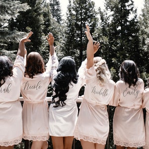 Bridesmaid Robes Personalized Bridesmaid Robes with Names Satin Lace Bridal Robes Bridal Party Robes Custom Name Robes EB3260P image 8