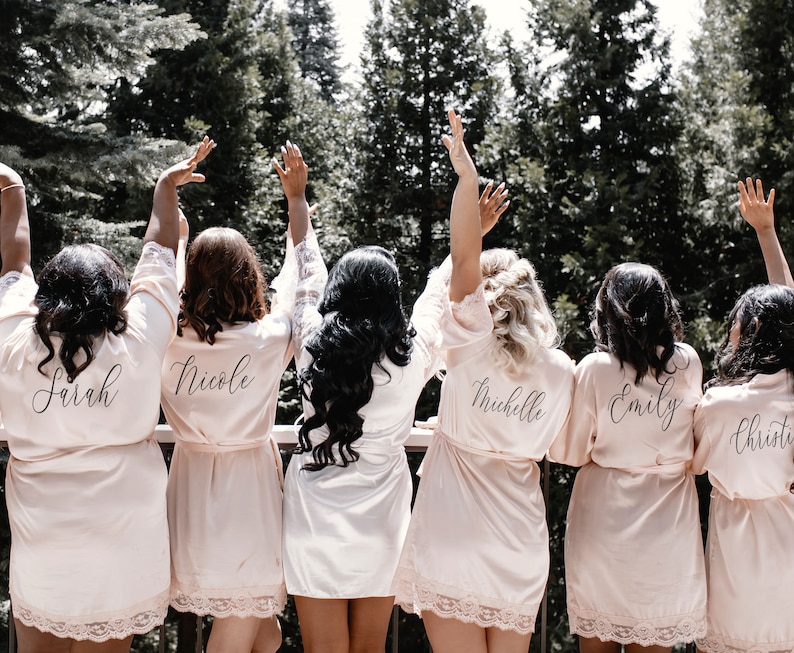 Bridesmaid Robes Personalized Bridesmaid Robes with Names Satin Lace Bridal Robes Bridal Party Robes Custom Name Robes EB3260P image 8