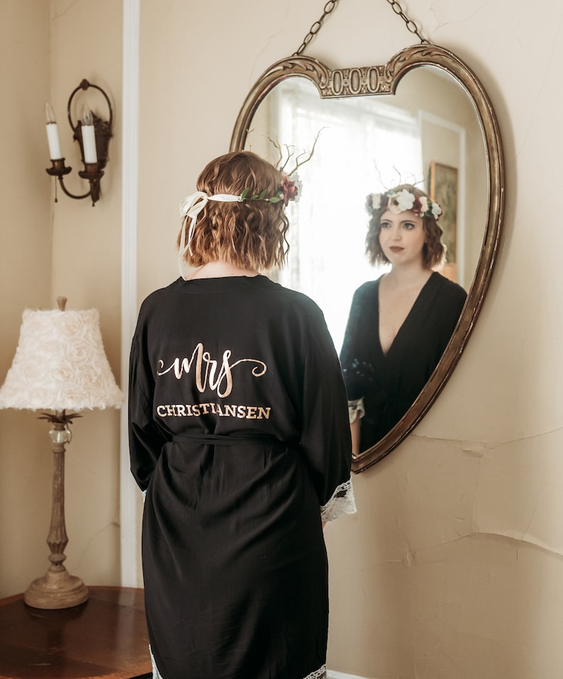 Bride Robe Personalized Bride Robe Cotton Mrs Robe Mrs Gifts Bridal Shower Gift for Bride Getting Ready Robe EB3184MRS image 7