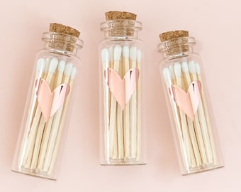 Wedding Matches Heart Match Bottles Wedding Favors Matches Bridal Shower Favors  (EB3393HRT) SET OF 10 Glass Match Bottles