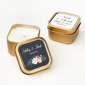 Gold Wedding Favors Custom Candle Wedding Favors Personalized Wedding Favors Bulk Candle Favors for Wedding Guests EB3211GDN 12 pcs image 1