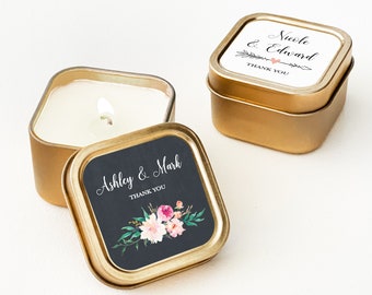 Gold Wedding Favors Custom Candle Wedding Favors Personalized Wedding Favors Bulk Candle Favors for Wedding Guests  (EB3211GDN) 12| pcs