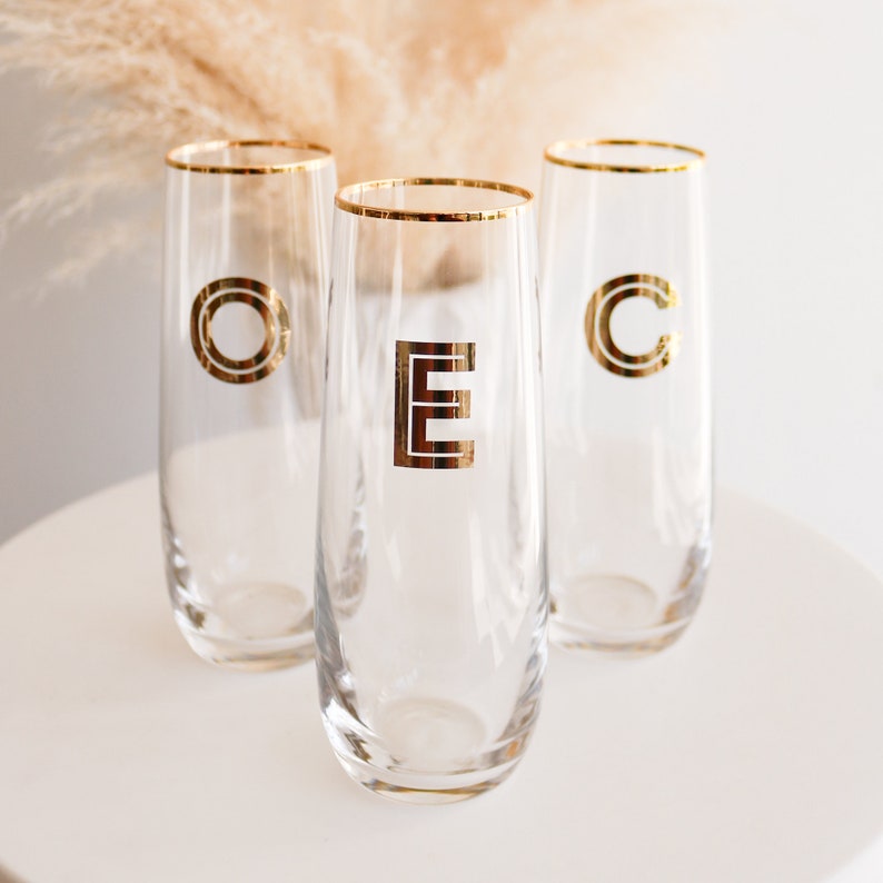 Bridesmaid Gift Ideas Personalized Stemless Glasses Bridesmaid Champagne Glasses Personalized Champagne Flute Monogram Glasses EB3143 Bild 3