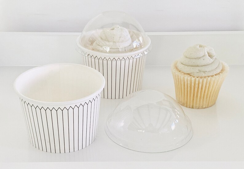 Paper Ice Cream Cups Cupcake Paper Cups With Dome Lids Etsy
