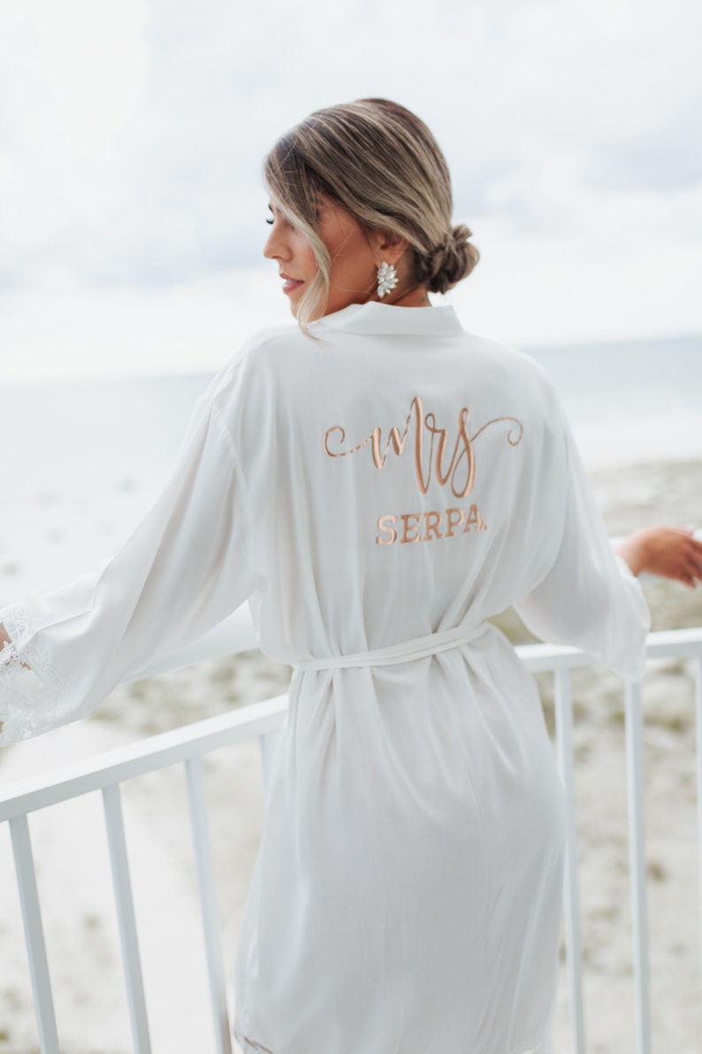 Bride Robe Personalized Bride Robe Cotton Mrs Robe Mrs Gifts Bridal Shower Gift for Bride Getting Ready Robe EB3184MRS image 8