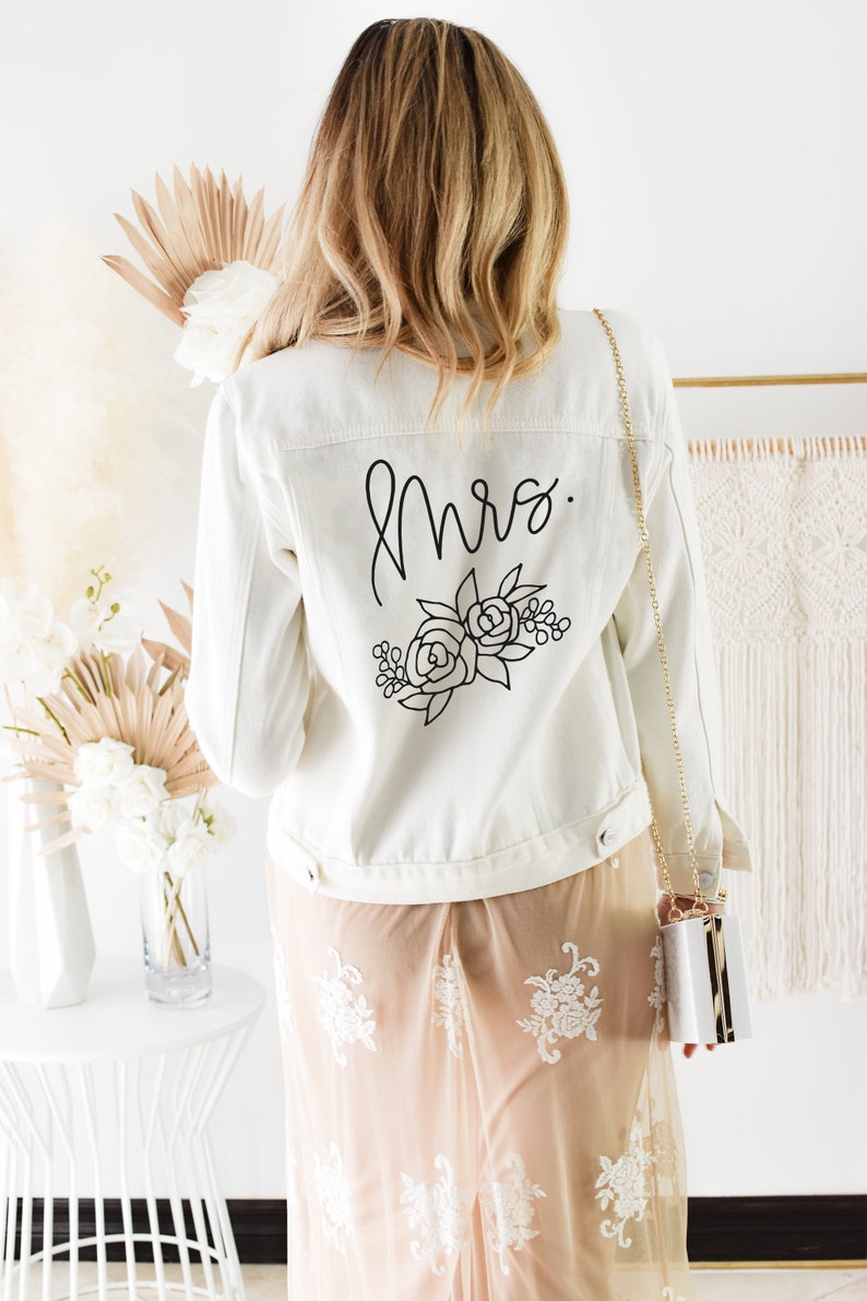 Mrs Jacket Bride Jacket White Jean Jacket Wedding Jacket MRS Etsy