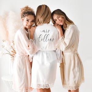 Bridesmaid Robes Personalized Bridesmaid Robes with Names Satin Lace Bridal Robes Bridal Party Robes Custom Name Robes EB3260P image 7