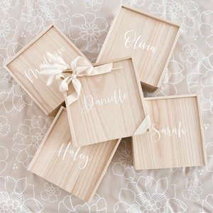 Bridesmaid Proposal Box Custom Wooden Gift Boxes for Bridesmaids Will you be my Bridesmaid Box with Name & Card Option EB3459P EMPTY image 5