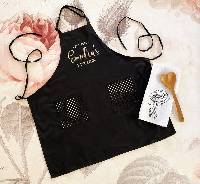 Personalized Apron for Womens Aprons Personalized Custom Aprons for Women Aprons with Pockets Hostess Gift Ideas Baking Gifts EB3242CTW image 2