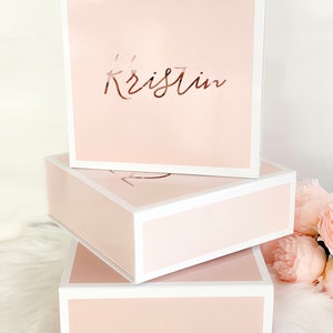 PINK Flower Girl Box Gifts Personalized Pink Flower Girl Proposal Gift Box Pink Gift Box Girls EB3388BPW Flower Girl Proposal Box EMPTY image 9