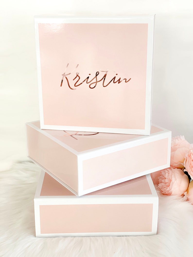 PINK Flower Girl Box Gifts Personalized Pink Flower Girl Proposal Gift Box Pink Gift Box Girls EB3388BPW Flower Girl Proposal Box EMPTY image 9