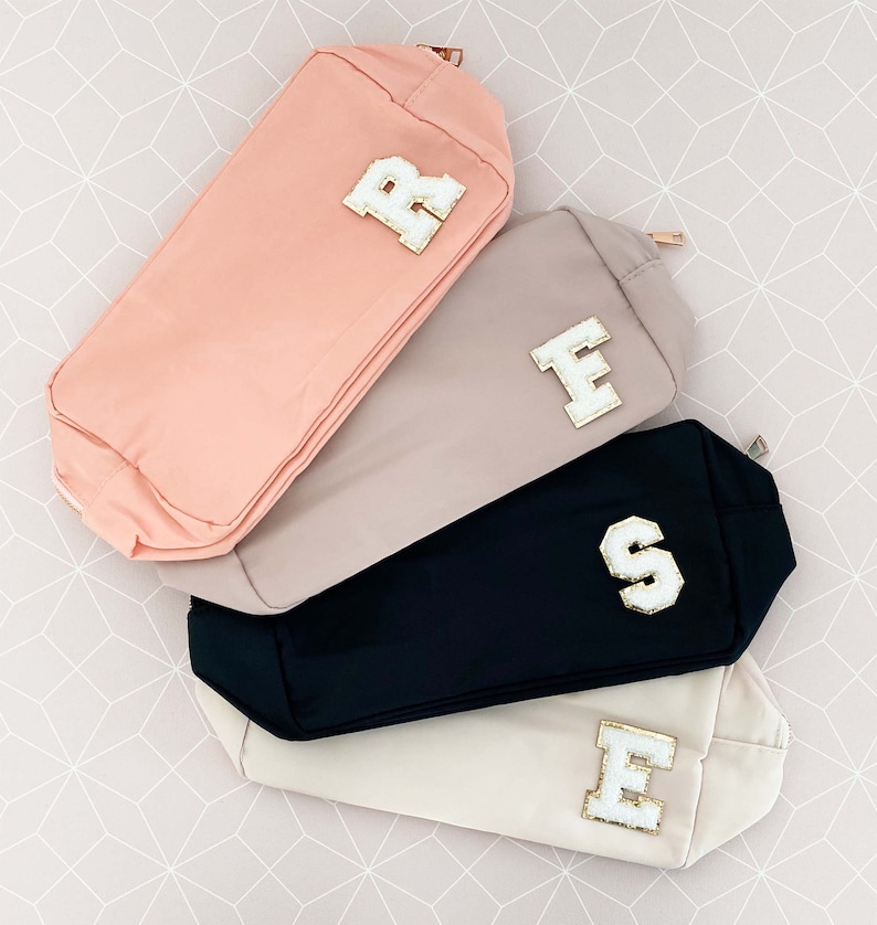 Personalized Nylon Pouch Gift Bags Custom Make Up Pouches Women Teen Birthday Gift Monogram Cosmetic Bag Bridesmaid Gift Idea EB3497P image 3