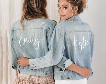 Personalized Jackets for Women Custom Bridesmaid Jean Jacket Denim Jacket with Name Holiday Gift Ideas for Friends Birthday Gift (EB3343CT)