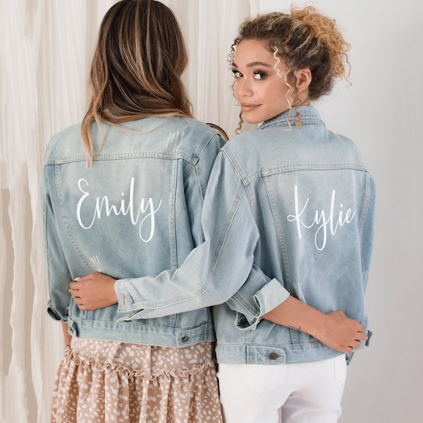 Personalized Jackets for Women Custom Bridesmaid Jean Jacket Denim Jacket with Name Holiday Gift Ideas for Friends Birthday Gift (EB3343CT)