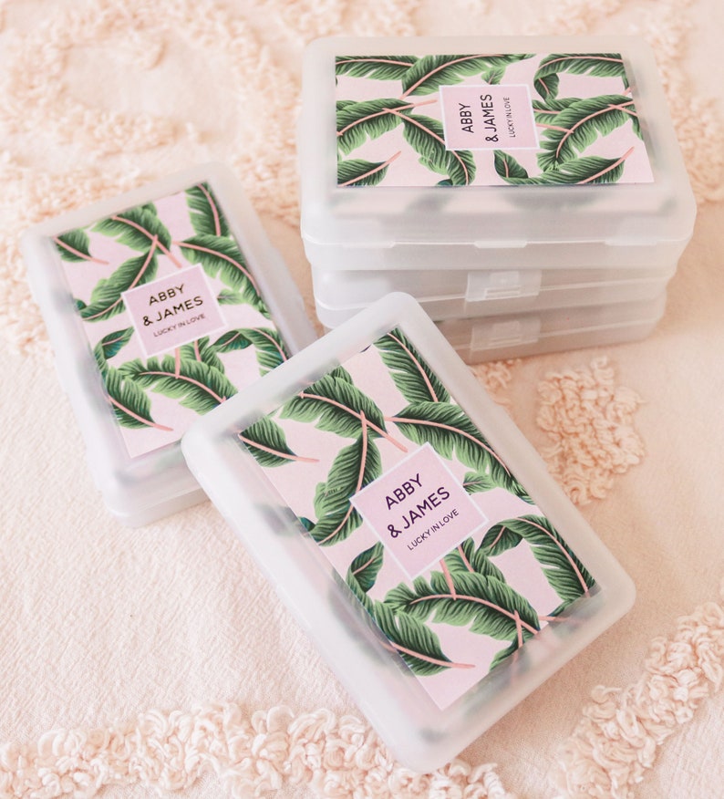 Palm Leaf Playing Card Favors Beach Wedding Favors Tropical Wedding Ideas Personalized Destination Wedding EB3397PLM set of 12 decks image 7