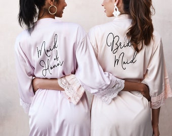 Bridesmaid Robes Bridesmaid Lace Bridal Robes Maid of Honor Bridal Party Robes Lilac & Blush Pink Bridesmaid Robes Getting Ready (EB3260WD)