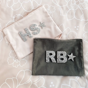Monogram Gift Bags Personalized Make Up Bag Velvet Cosmetic Bag Valentine Gifts for Women Coworkers Best Friends Galentines Day EB3456SQM image 3