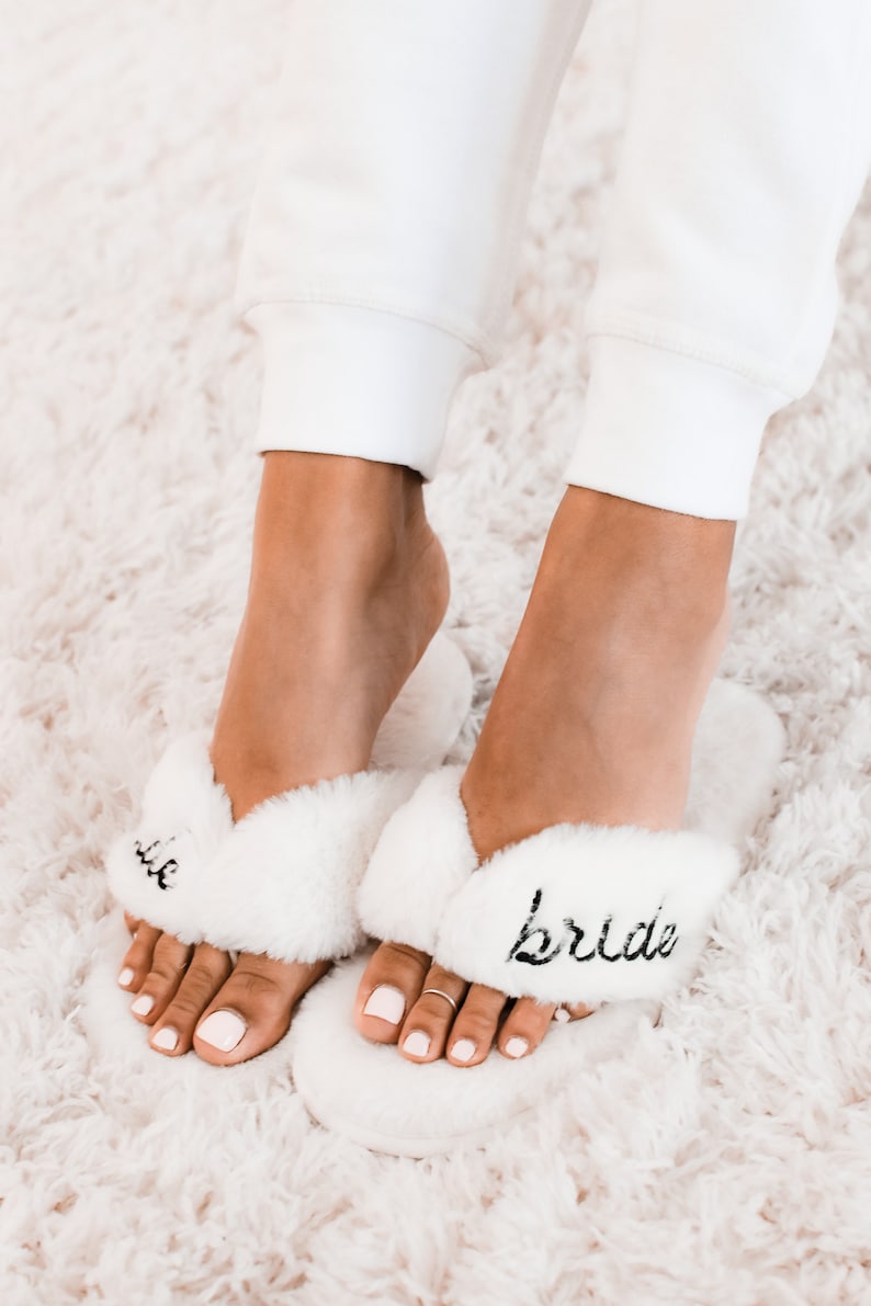 Bride Slippers Bridesmaid Slippers Babe Bachelorette Party Slippers Cute Bridesmaid Gifts Bride Gift Ideas Wedding Getting Ready EB3394WD image 4