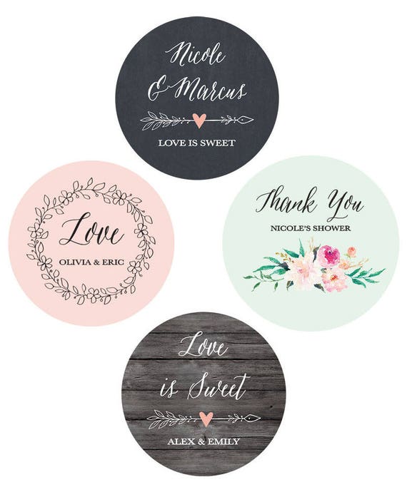 Pegatinas personalizadas para detalles de boda. Cantidad Pack de 20 Color  Negro Idioma Castellano