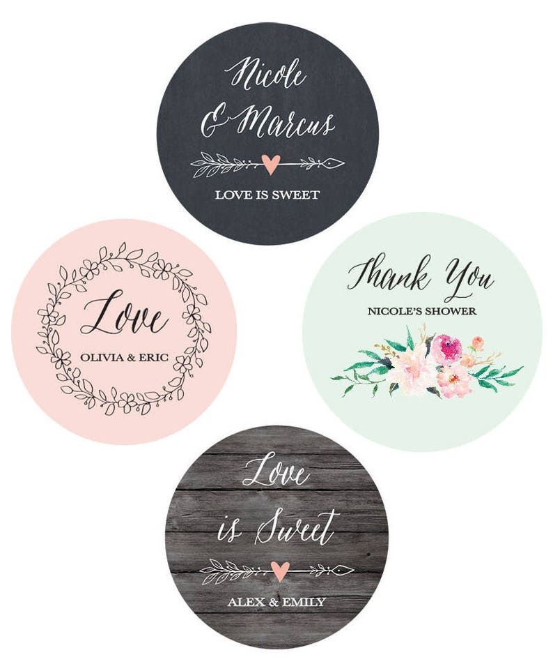 Personalized Stickers Wedding Favor Tags for Favors Custom Labels Wedding Wedding Favor Label Stickers EB4007GDN-MP 24 stickers image 1