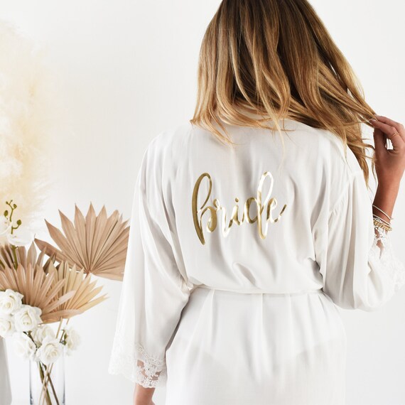 Bride Robe Lace Cotton Bride Gift Bride to Be Gift Wedding Day Robe
