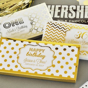Birthday Candy Bar Wrappers Covers 1st Birthday Candy Bar Wrappers Happy Birthday 30th, 40th, 50th, 60th Candy Wrappers (EB4001FY) 24| pcs